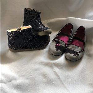 2 pairs girls shoes size 10